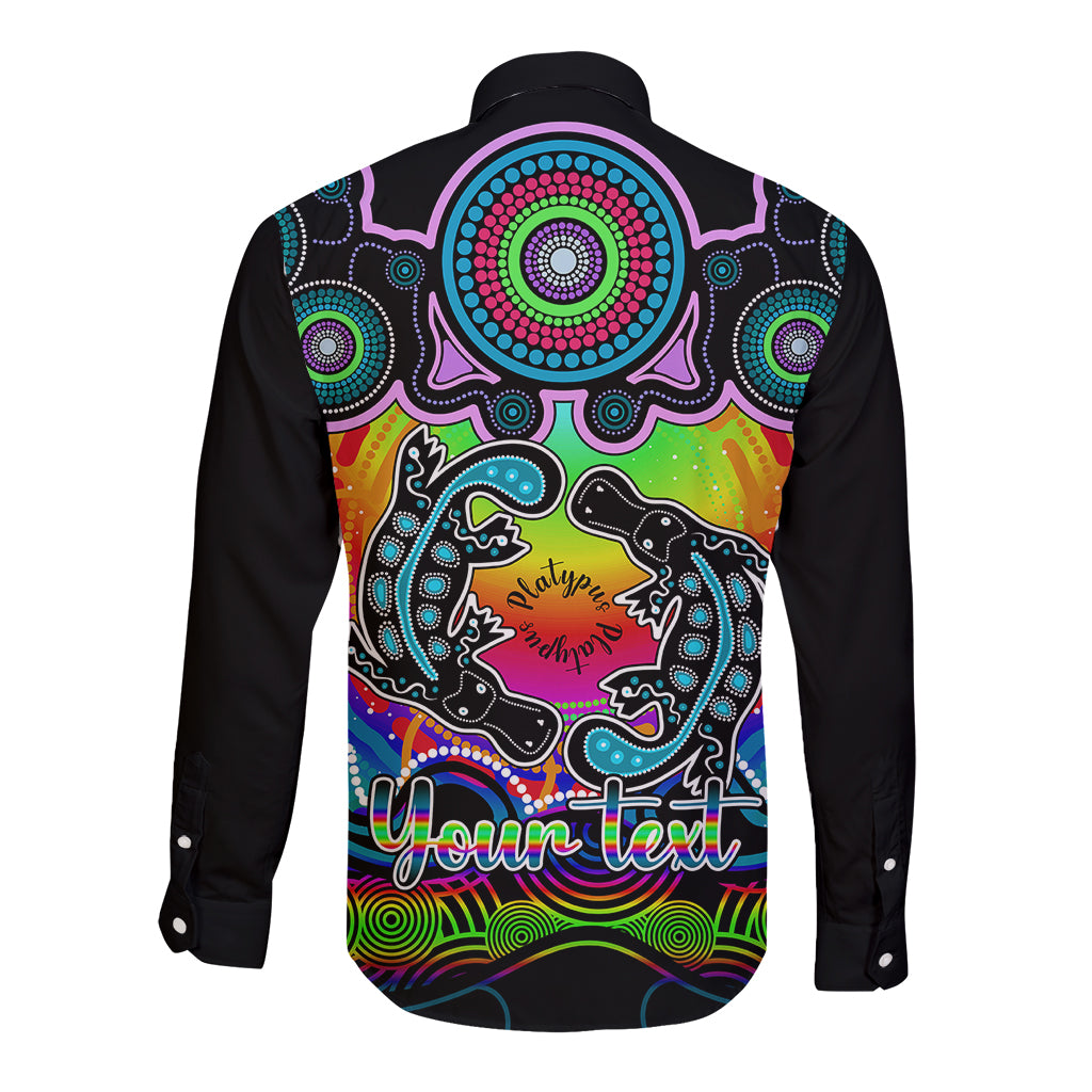 personalised-australia-pisces-platypus-zodiac-long-sleeve-button-shirt-auz-astrology-aboriginal-rainbow