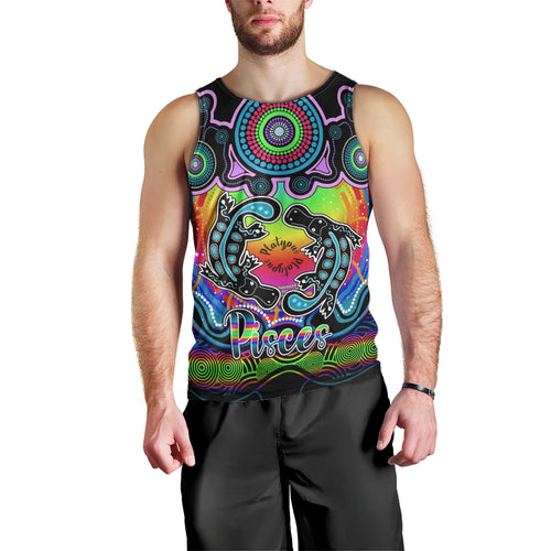 personalised-australia-pisces-platypus-zodiac-men-tank-top-auz-astrology-aboriginal-rainbow