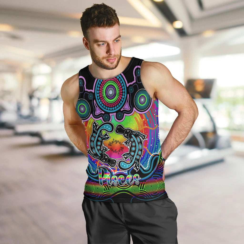 personalised-australia-pisces-platypus-zodiac-men-tank-top-auz-astrology-aboriginal-rainbow