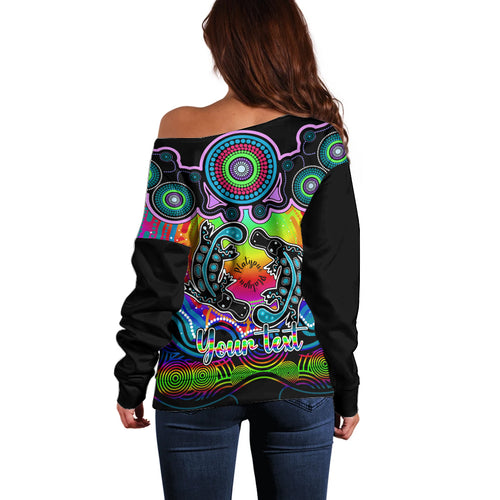 personalised-australia-pisces-platypus-zodiac-off-shoulder-sweater-auz-astrology-aboriginal-rainbow