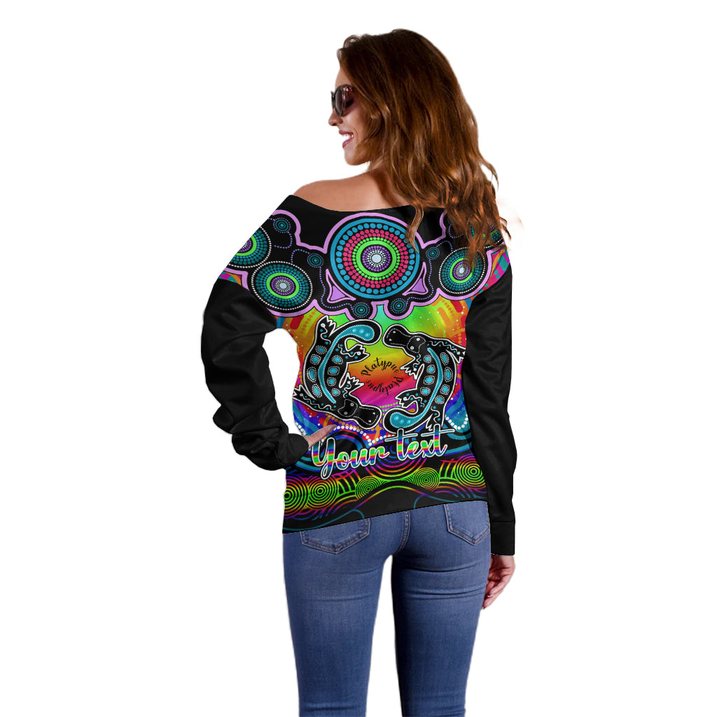 personalised-australia-pisces-platypus-zodiac-off-shoulder-sweater-auz-astrology-aboriginal-rainbow