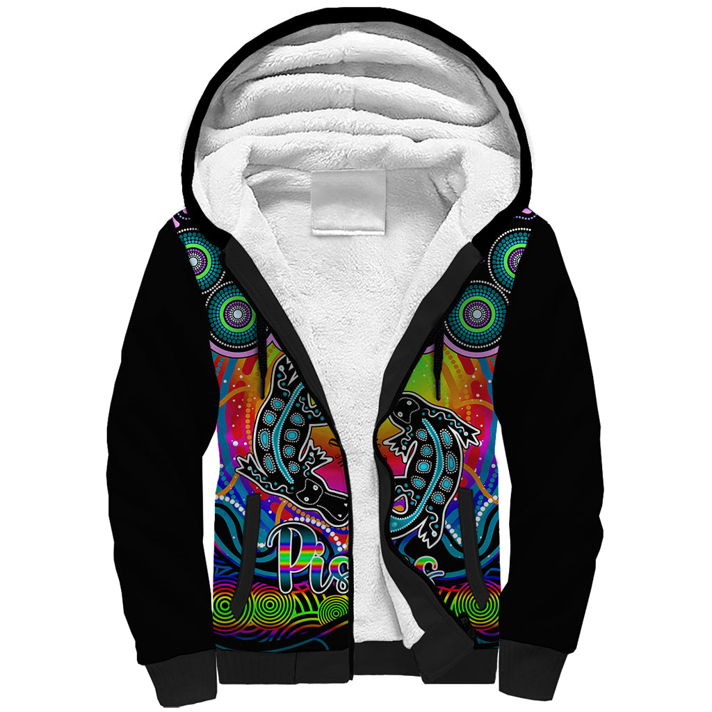 personalised-australia-pisces-platypus-zodiac-sherpa-hoodie-auz-astrology-aboriginal-rainbow