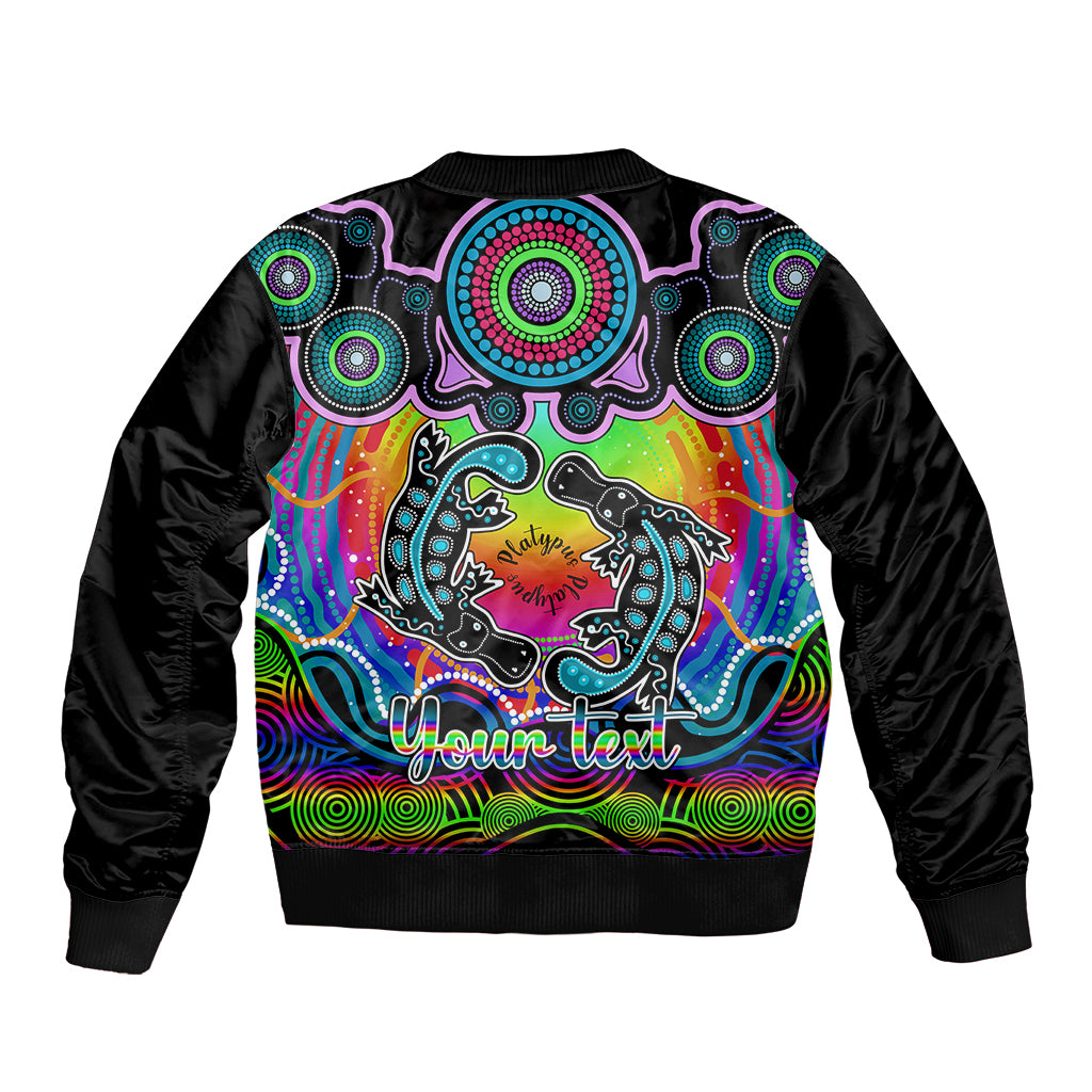 personalised-australia-pisces-platypus-zodiac-sleeve-zip-bomber-jacket-auz-astrology-aboriginal-rainbow