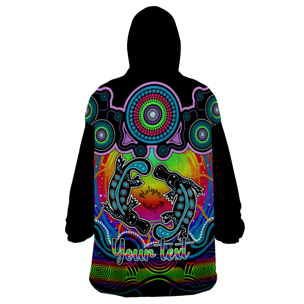 personalised-australia-pisces-platypus-zodiac-wearable-blanket-hoodie-auz-astrology-aboriginal-rainbow