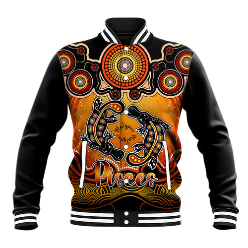 personalised-australia-pisces-platypus-zodiac-baseball-jacket-auz-astrology-aboriginal-red