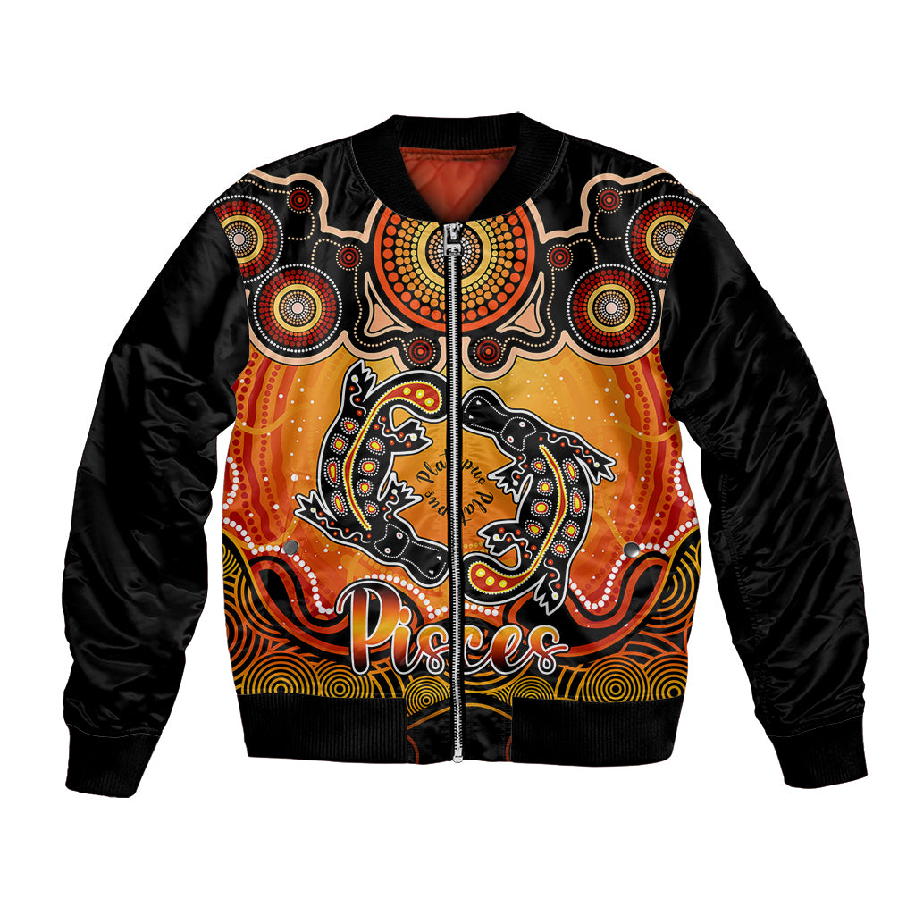 personalised-australia-pisces-platypus-zodiac-bomber-jacket-auz-astrology-aboriginal-red