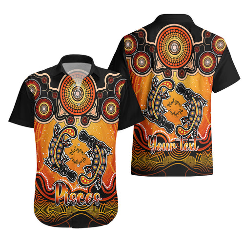 personalised-australia-pisces-platypus-zodiac-hawaiian-shirt-auz-astrology-aboriginal-red