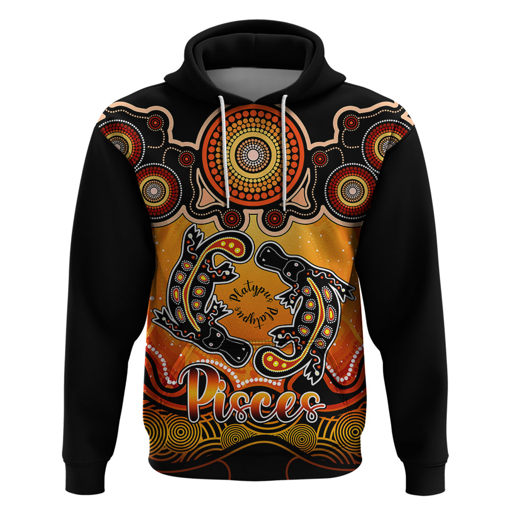 personalised-australia-pisces-platypus-zodiac-hoodie-auz-astrology-aboriginal-red
