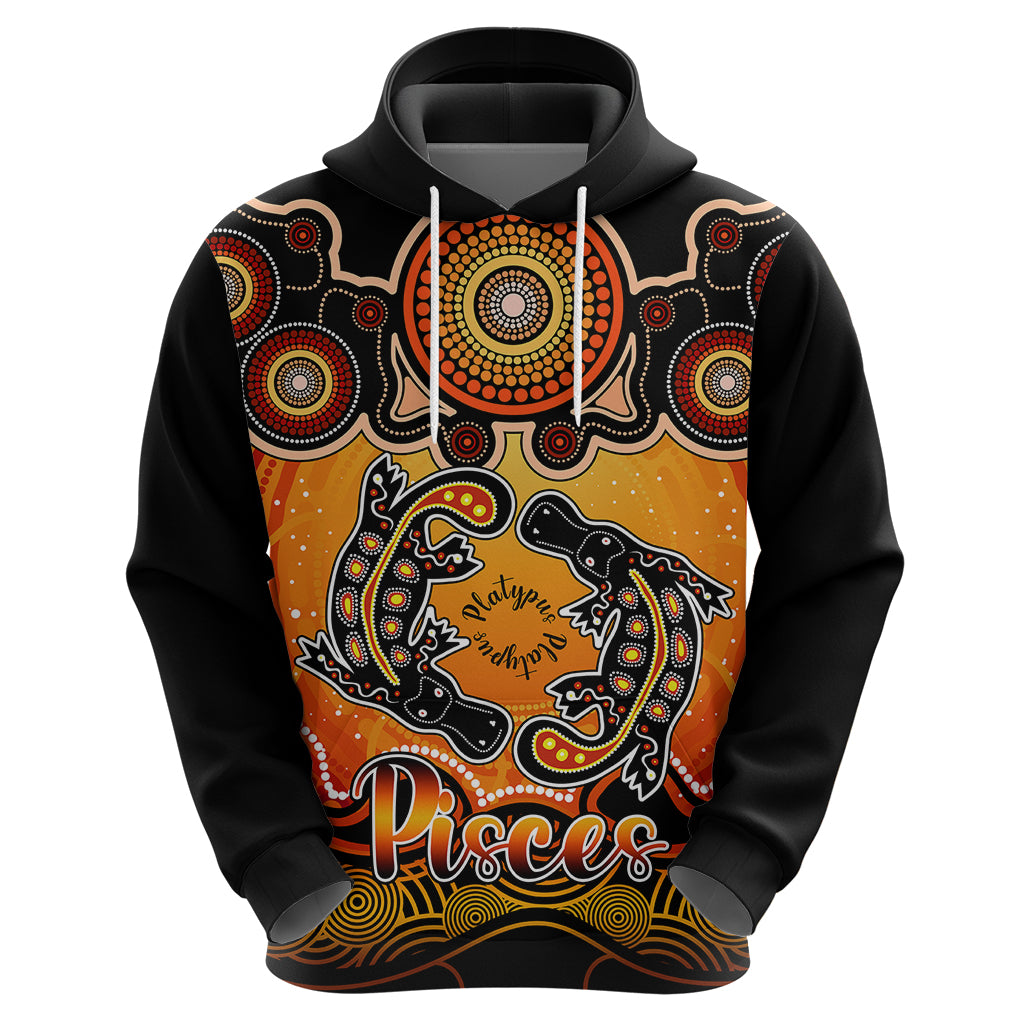 personalised-australia-pisces-platypus-zodiac-hoodie-auz-astrology-aboriginal-red
