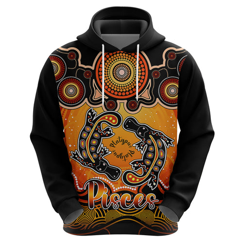 personalised-australia-pisces-platypus-zodiac-hoodie-auz-astrology-aboriginal-red