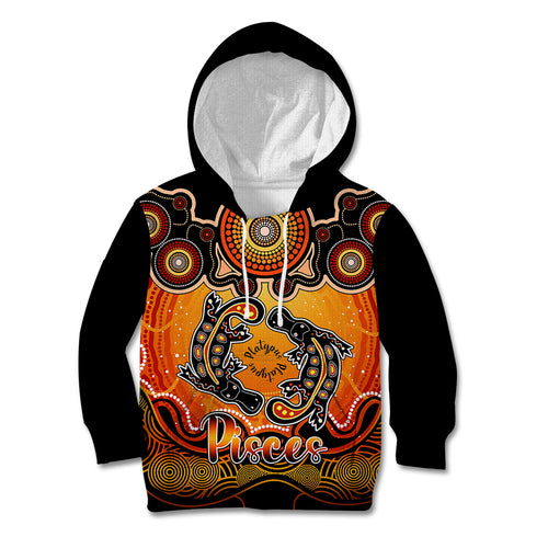 personalised-australia-pisces-platypus-zodiac-kid-hoodie-auz-astrology-aboriginal-red