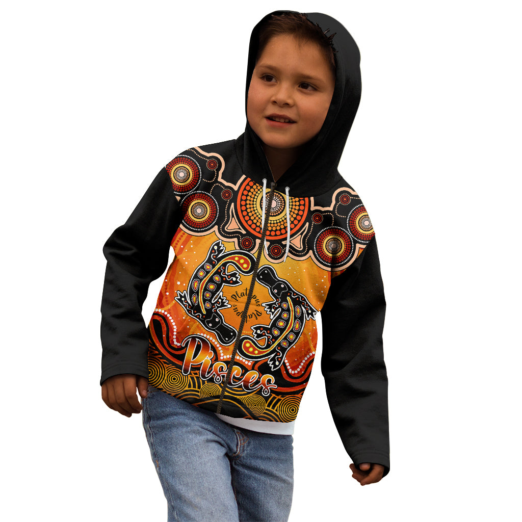 personalised-australia-pisces-platypus-zodiac-kid-hoodie-auz-astrology-aboriginal-red