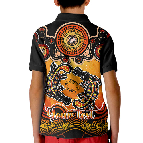 personalised-australia-pisces-platypus-zodiac-kid-polo-shirt-auz-astrology-aboriginal-red