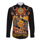 personalised-australia-pisces-platypus-zodiac-long-sleeve-button-shirt-auz-astrology-aboriginal-red