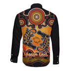 personalised-australia-pisces-platypus-zodiac-long-sleeve-button-shirt-auz-astrology-aboriginal-red