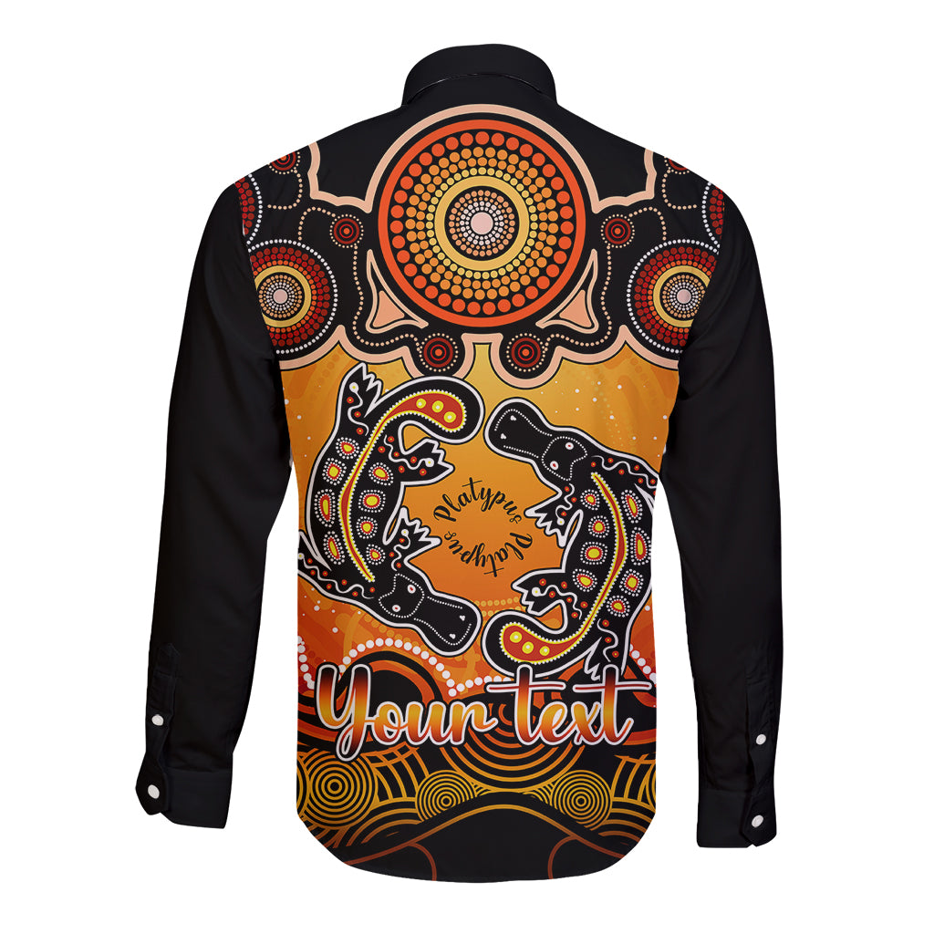 personalised-australia-pisces-platypus-zodiac-long-sleeve-button-shirt-auz-astrology-aboriginal-red