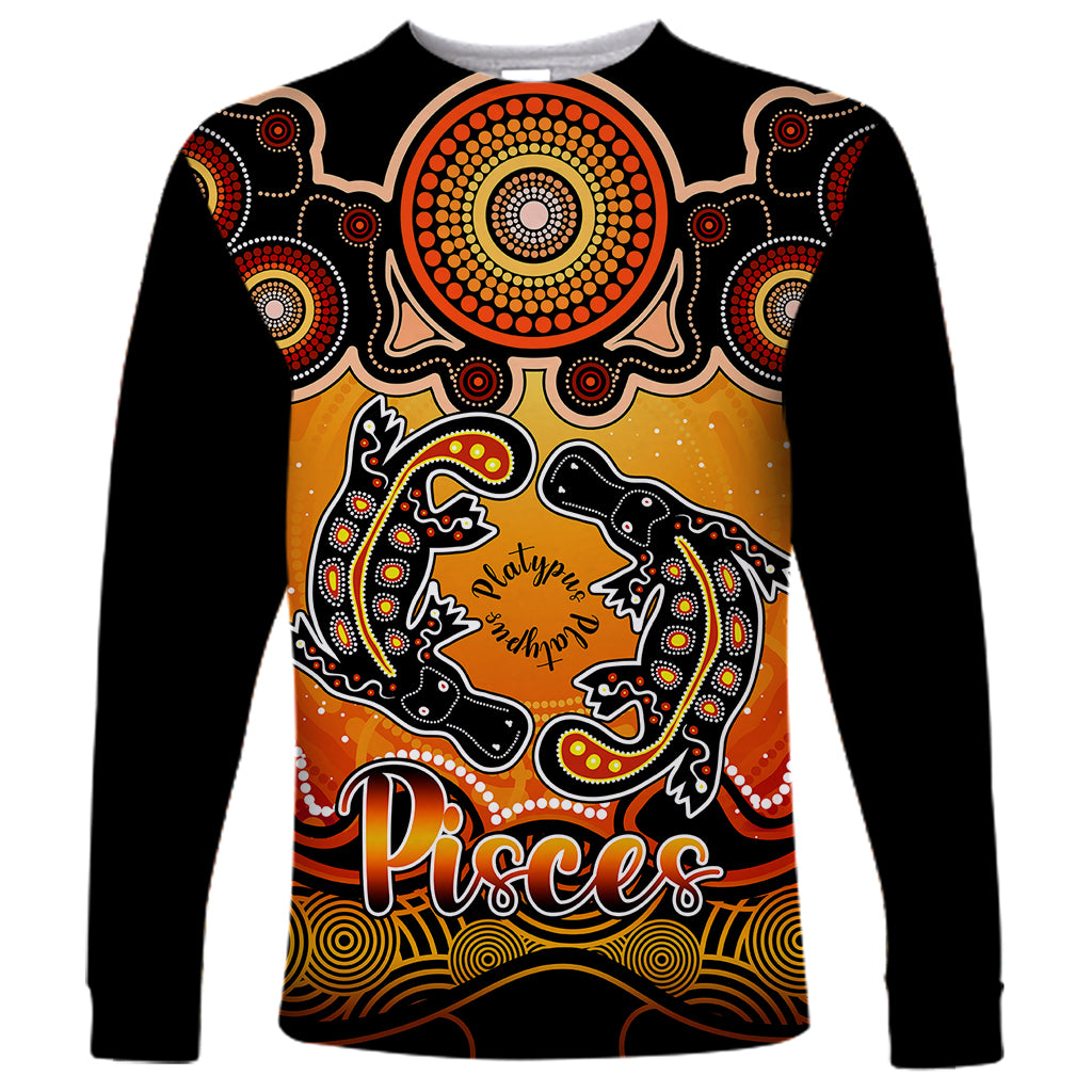 personalised-australia-pisces-platypus-zodiac-long-sleeve-shirt-auz-astrology-aboriginal-red