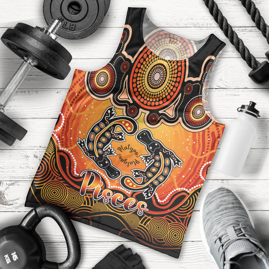 personalised-australia-pisces-platypus-zodiac-men-tank-top-auz-astrology-aboriginal-red