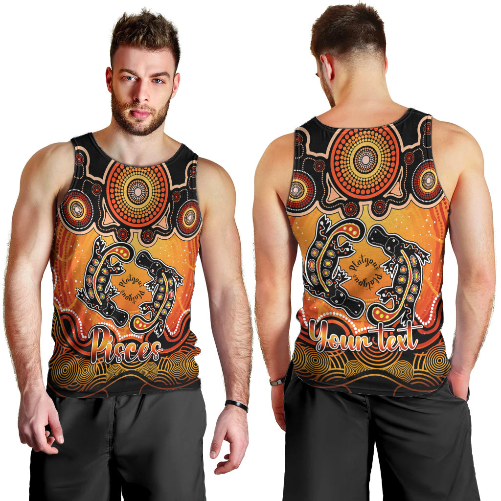 personalised-australia-pisces-platypus-zodiac-men-tank-top-auz-astrology-aboriginal-red