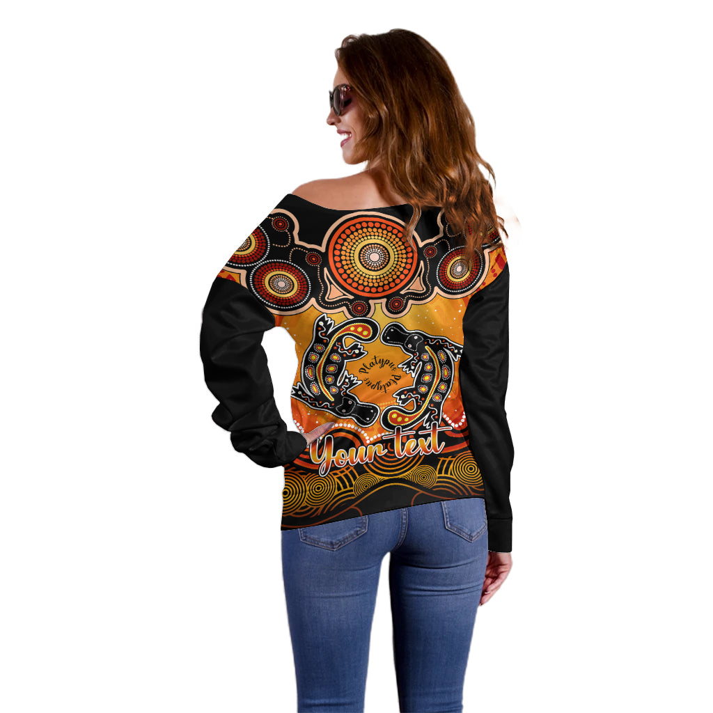 personalised-australia-pisces-platypus-zodiac-off-shoulder-sweater-auz-astrology-aboriginal-red