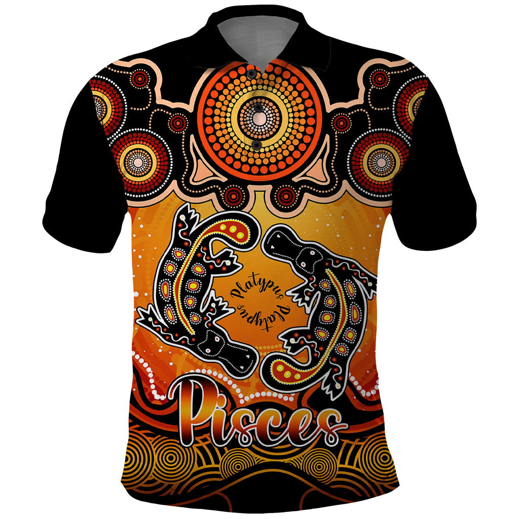 personalised-australia-pisces-platypus-zodiac-polo-shirt-auz-astrology-aboriginal-red