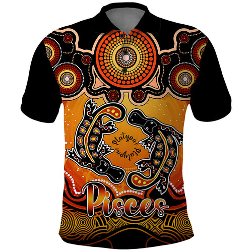 personalised-australia-pisces-platypus-zodiac-polo-shirt-auz-astrology-aboriginal-red