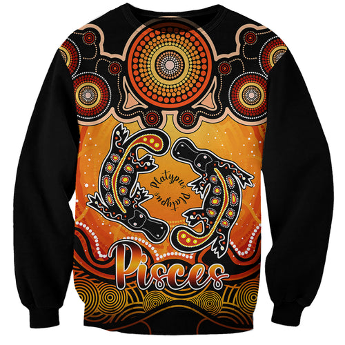 personalised-australia-pisces-platypus-zodiac-sweatshirt-auz-astrology-aboriginal-red