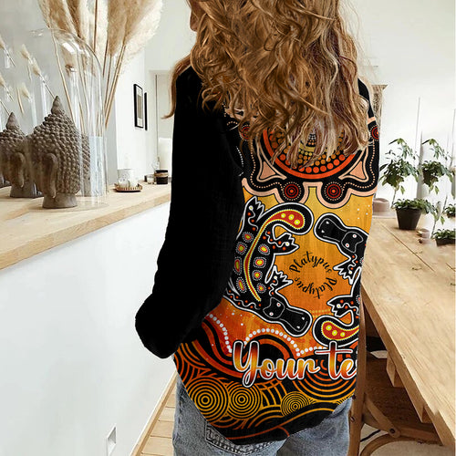 Personalised Australia Pisces Platypus Zodiac Women Casual Shirt Auz Astrology Aboriginal - Red LT9