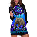 personalised-australia-taurus-wombat-zodiac-hoodie-dress-auz-astrology-aboriginal-blue