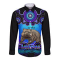 personalised-australia-taurus-wombat-zodiac-long-sleeve-button-shirt-auz-astrology-aboriginal-blue