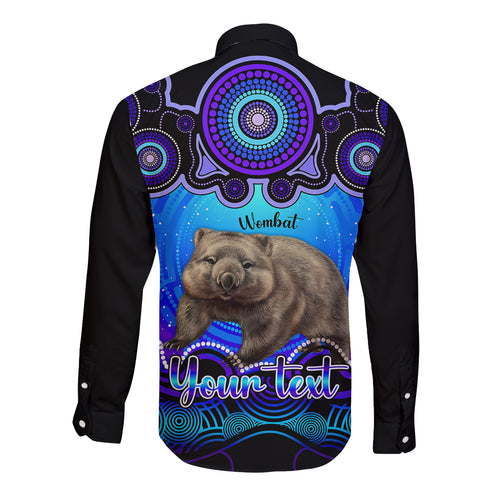 personalised-australia-taurus-wombat-zodiac-long-sleeve-button-shirt-auz-astrology-aboriginal-blue