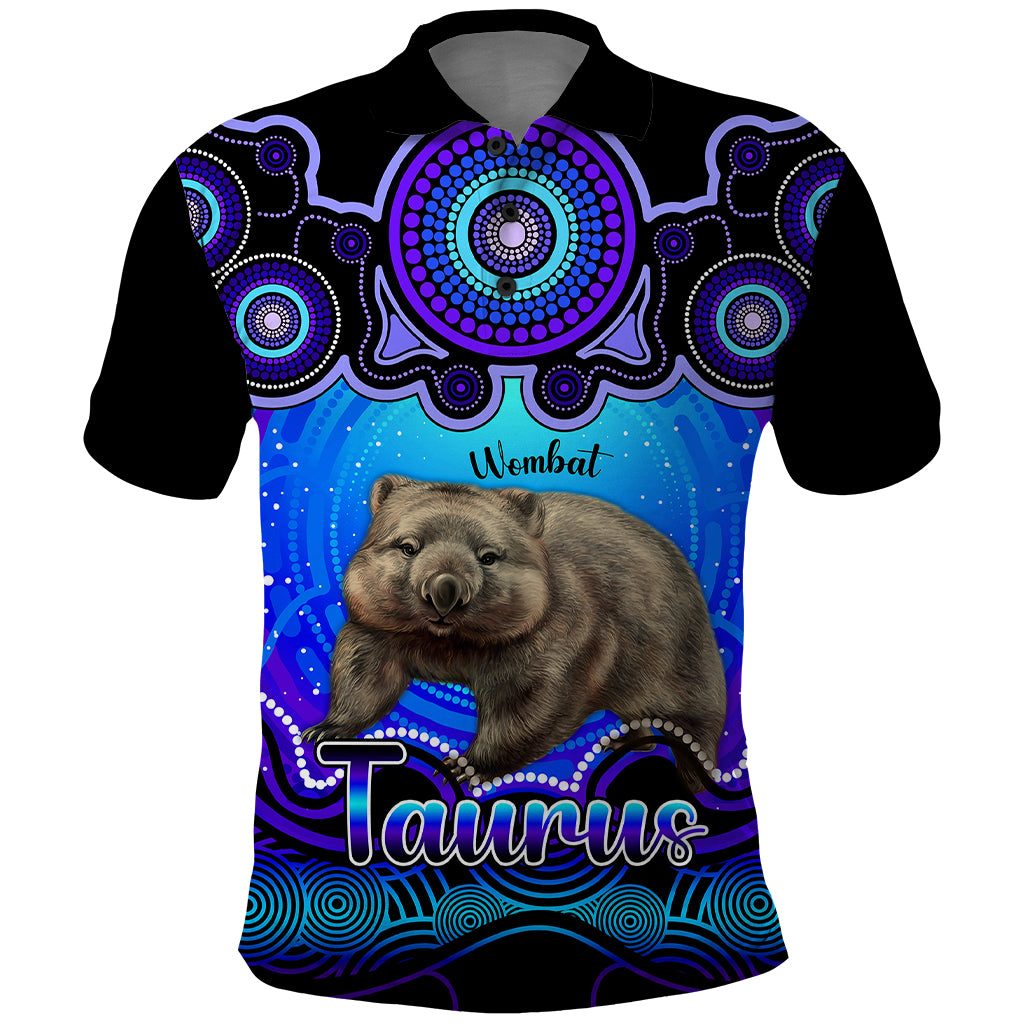 personalised-australia-taurus-wombat-zodiac-polo-shirt-auz-astrology-aboriginal-blue