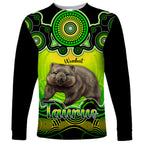 personalised-australia-taurus-wombat-zodiac-long-sleeve-shirt-auz-astrology-aboriginal-green