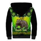 personalised-australia-taurus-wombat-zodiac-sherpa-hoodie-auz-astrology-aboriginal-green