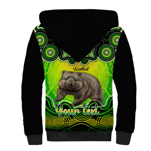 personalised-australia-taurus-wombat-zodiac-sherpa-hoodie-auz-astrology-aboriginal-green
