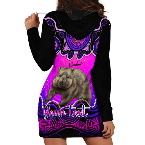personalised-australia-taurus-wombat-zodiac-hoodie-dress-auz-astrology-aboriginal-magenta