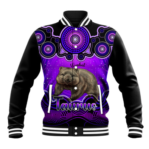 personalised-australia-taurus-wombat-zodiac-baseball-jacket-auz-astrology-aboriginal-purple