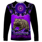 personalised-australia-taurus-wombat-zodiac-long-sleeve-shirt-auz-astrology-aboriginal-purple
