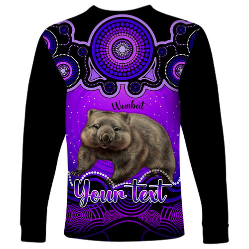 personalised-australia-taurus-wombat-zodiac-long-sleeve-shirt-auz-astrology-aboriginal-purple
