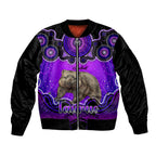 personalised-australia-taurus-wombat-zodiac-sleeve-zip-bomber-jacket-auz-astrology-aboriginal-purple