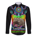 personalised-australia-taurus-wombat-zodiac-long-sleeve-button-shirt-auz-astrology-aboriginal-rainbow