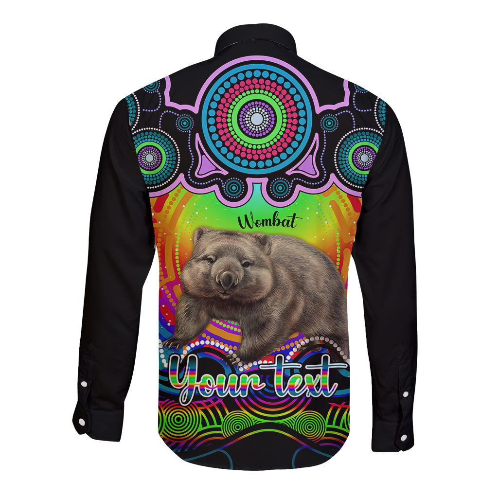 personalised-australia-taurus-wombat-zodiac-long-sleeve-button-shirt-auz-astrology-aboriginal-rainbow