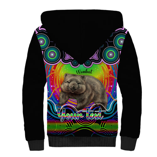 personalised-australia-taurus-wombat-zodiac-sherpa-hoodie-auz-astrology-aboriginal-rainbow
