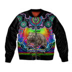 personalised-australia-taurus-wombat-zodiac-sleeve-zip-bomber-jacket-auz-astrology-aboriginal-rainbow