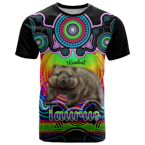 personalised-australia-taurus-wombat-zodiac-t-shirt-auz-astrology-aboriginal-rainbow