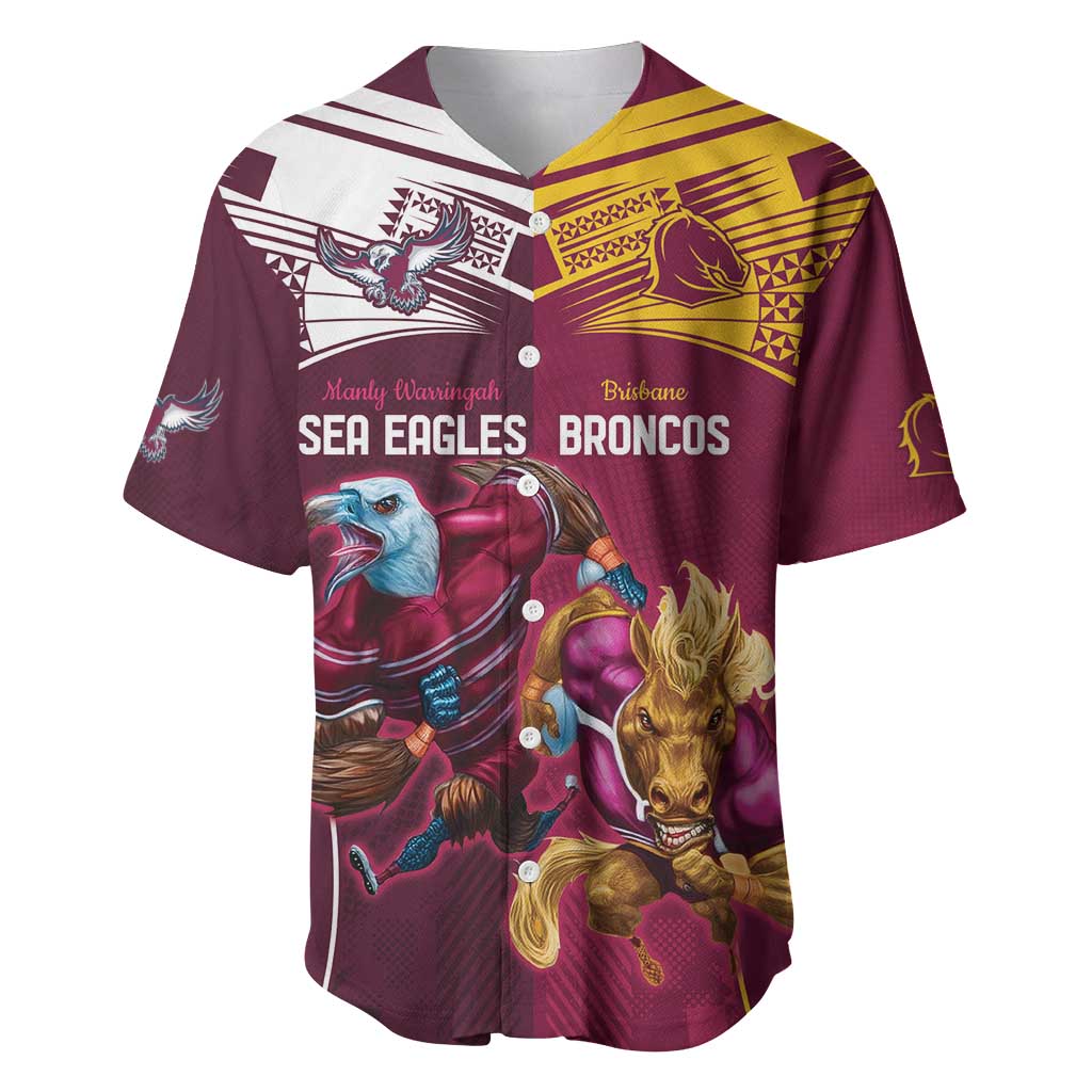 Custom Sea Eagles And Broncos Rugby Baseball Jersey Sporty Style