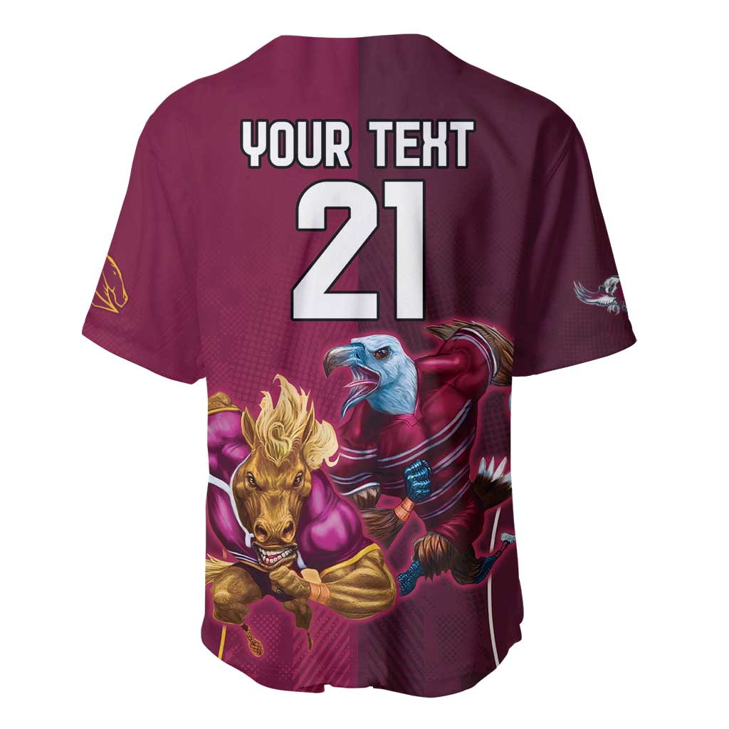 Custom Sea Eagles And Broncos Rugby Baseball Jersey Sporty Style