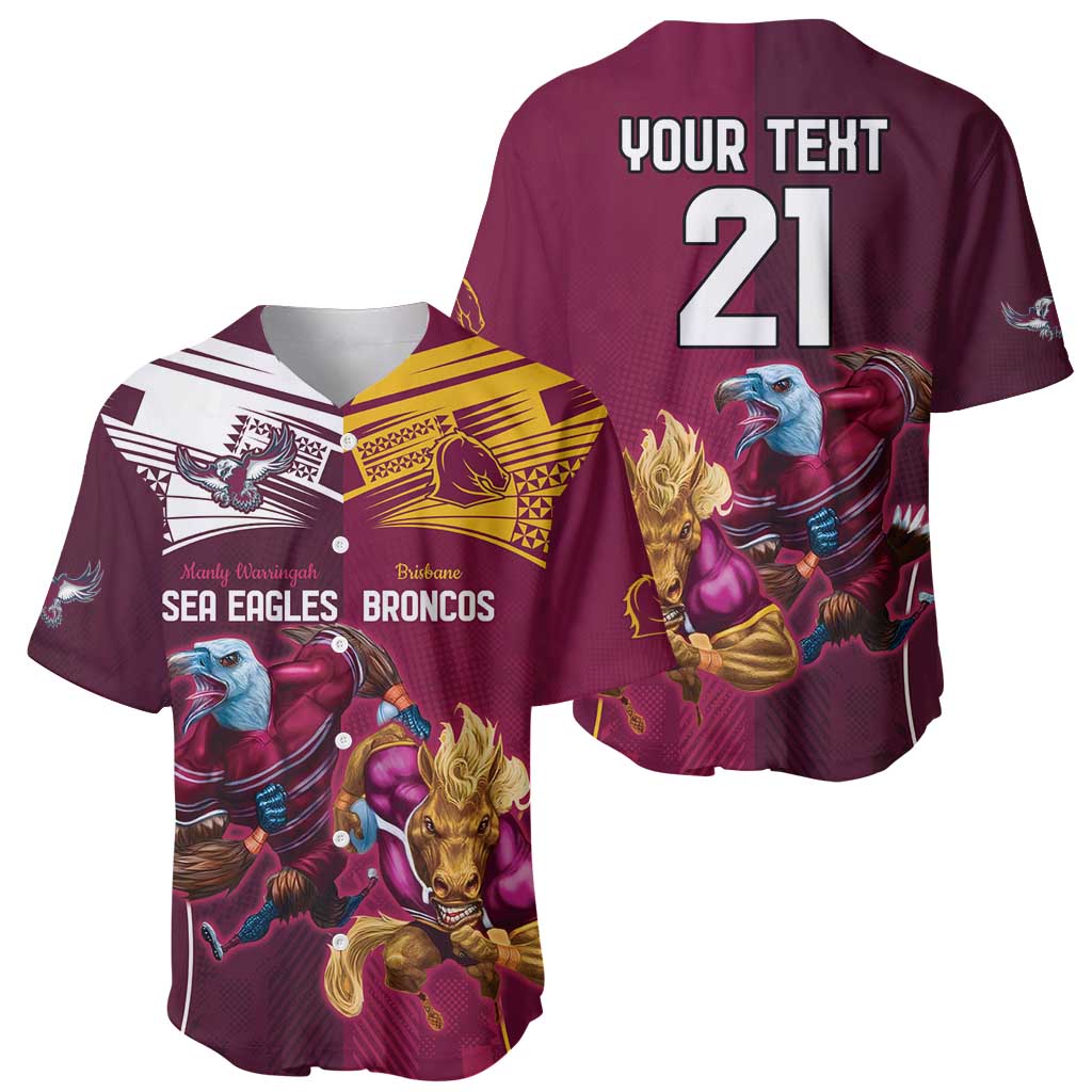 Custom Sea Eagles And Broncos Rugby Baseball Jersey Sporty Style
