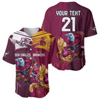 Custom Sea Eagles And Broncos Rugby Baseball Jersey Sporty Style