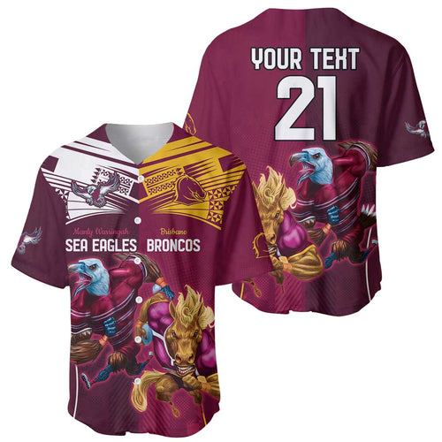 Custom Sea Eagles And Broncos Rugby Baseball Jersey Sporty Style